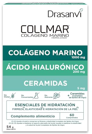 Drasanvi COLLMAR Colageno Marino con Acido Hialuronico Capsulas | Colageno y Acido Hialurónico + Vitamina B3 | 60 Comprimidos