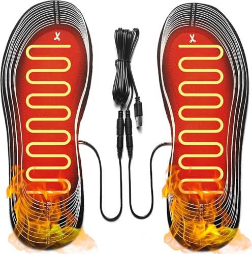 Beheizte Einlegesohlen, Beheizte Einlegesohlen, USB Fußwärmer, Waschbare und Schneidende Einlegesohlen für Die Winterjagd, Skifahren, Angeln, Wandern