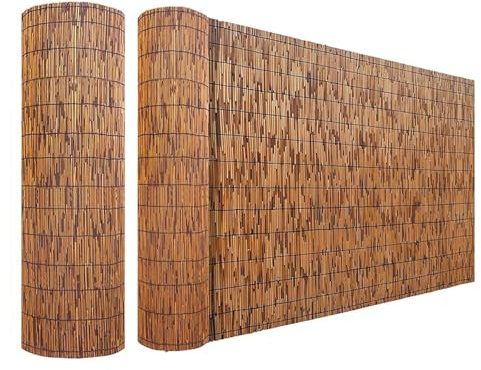 Recinzione Esterno Giardino Pelato bambù Naturale Canniccio，Ringhiera Balcone Perombreggiante ，Recinzione in Canne,Stuoia Ombreggiante bambù Facile Installare per Balcone Gazebo(H0.61xL30m/H2xL98ft)