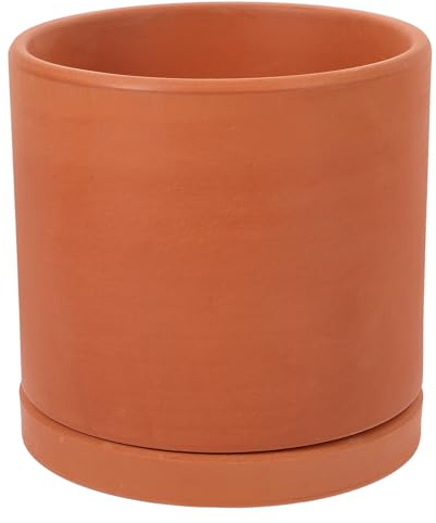 WEKADRIN Maceta para Suculentas y Plantas Verdes Tamaño Mediano Diseño Transpirable Reutilizable de Terracota Cilíndrica Redonda Adecuado para Jardinería Interior