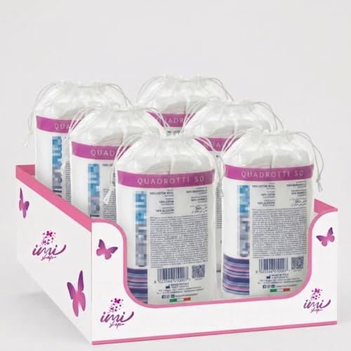 Dischetti Struccanti Super Maxi, 100% Cotone, Quadrati, Ipoallergenici, Senza Pelucchi, 6 Confezioni da 50 Pezzi | 300 Dischetti Totale