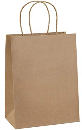BagDream Gift Bags 8x4.25x10.5 100Pcs Brown Paper Gift Bags with Handles Bulk for Wedding, Party Favor, Grocery, Shopping, Retail, Merchandise Medium Kraft Paper Sacks