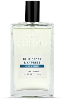 Cremo Cologne For Men - Blue Cedar & Cypress Mens Cologne Spray, A Woodsy Scent with Notes of Lemon Leaf, Cypress and Cedar, Multi-Layered Signature Men's Fragrances, 3.4 Fl Oz