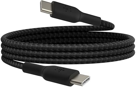 Belkin BoostCharge braided USB C to fast charger cable, USB type C charger cable fast charging for iPhone 16, 15, Samsung Galaxy S24, S23, Pixel, iPad, MacBook, Nintendo and more - 1m, Black