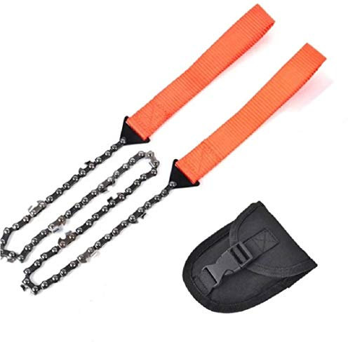 Sega da potatura in acciaio inox con passanti e borsa, lama da 65 cm di lunghezza, motosega migliorata per legno e plastica, piccola, maneggevole, veloce da riporre, ideale per esterni (Arancione)