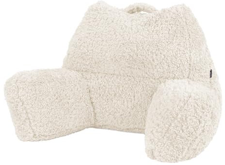 icon Teddy Bear Fluffy Fleece Cuddle Cushion, Natural, Reading Pillow, Back Support Cushion, Back Support Pillow for Bed with filling included, Ideal as a backrest for sitting up in bed