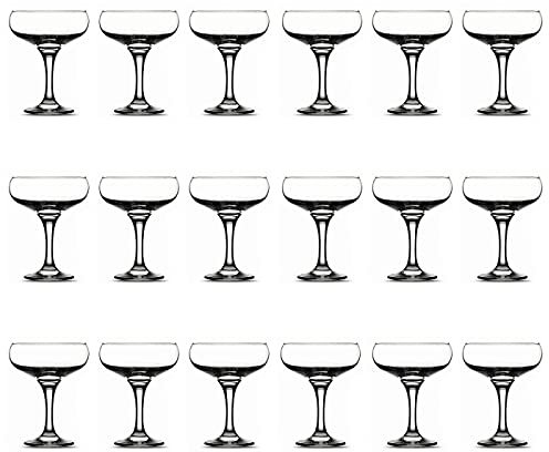Acan Tradineur - Pack de 18 Copas Misket - Capacidad 23,5 cl (8 oz) - Vasos Vidrio Champagne Celebraciones, Fiestas - Aptas para lavavajillas - Ø 9,5 x 13,5 cm