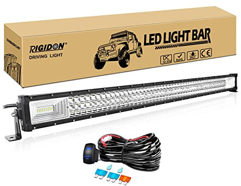 RIGIDON Wasserdichte Gerade Led lichtleiste kfz mit 12v kabelbaum kit, 42 Zoll 105cm 540W offroad beleuchtung für Auto SUV ATV LKW 4x4 Fahrzeuge, 6000K Weiß led nebelscheinwerfer, Led work light bar