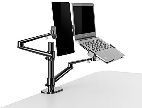 Thingy Club 2 in 1 Dual Arm Tablet & Laptop Mount Holder for Tablets up to 12 - 17 & Laptops, Extra VESA Adapter up to 27