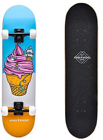 Meteor Holz Skateboard Kinder - Mini Cruiser Kickboard - Skateboard mädchen Rollen Board - hohe Qualität Old School Skateboards Holz Deck - Retro Skateboard Jungen - Kinder Mini-Board
