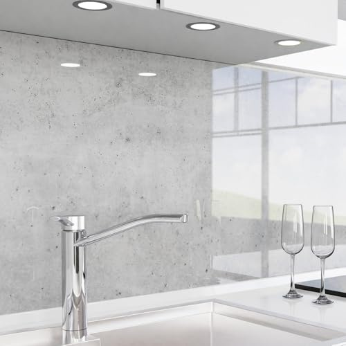 danario Küchenrückwand selbstklebend - Glasoptik - Spritzschutz Küche - versteifte PET Folie - 0,8 mm - Beton - 60cm x 220cm