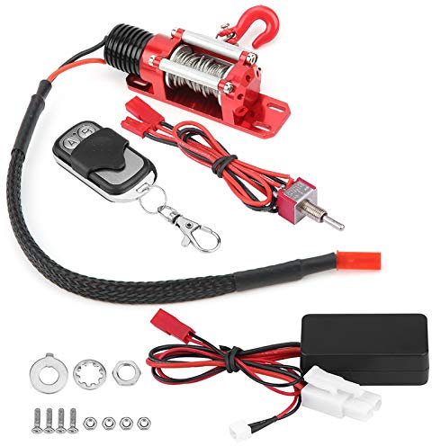 BOROCO Treuil électrique, 1/10 échelle RC modèle véhicule Chenille Voiture Accessoire treuil en métal avec télécommande treuil Montage manilles Accessoires