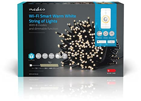 Nedis SmartLife Dekorativa LED-rep, varmvit, 400 lysdioder, inomhus och utomhus, 7 rörelsemotiv, 20 m, Android/IOS