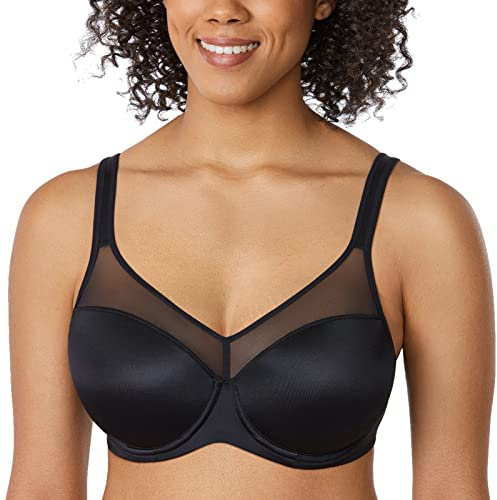 DELIMIRA Sujetador Tallas Grandes Suavizado Moldeada con Aros para Mujer Negro 95C