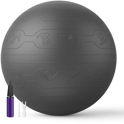 PROIRON Gymnastikball mit geprägtem Muster, Anti-Burst Sitzball 65cm, Pezziball mit Pumpe, Fitnessball für Fitness, Yoga, Schwangerschaft und Balance Stuhl 1PC (Schwarz)