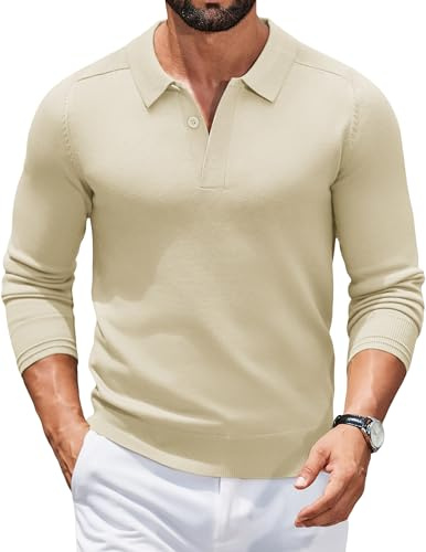 COOFANDY Pull Homme à Col Polo Pull Tricoté en Maille Hiver Manches Longues Pullover Homme Decontracté Business Pulls Couleur Unie