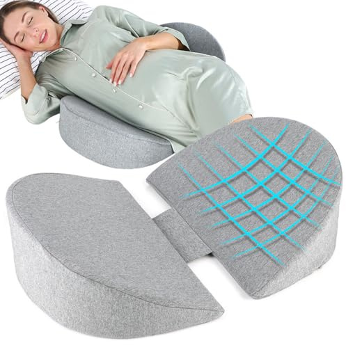 WEIKA Almohada de cuña de embarazo para dormir, almohada de maternidad de espuma viscoelástica para mujeres embarazadas, almohada corporal de embarazo con funda extraíble y lavable, soporte para