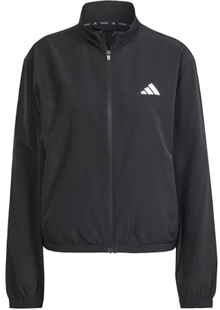 adidas Women's Train Essentials 3-Stripes Woven Warm Up Sweatshirt, black/white, M