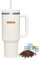SOSINYA Taza Termo Cafe Para Llevar-Vaso Con Pajita - Taza Térmica de Acero Inoxidable Reusable-Vaso Térmico con Asa y Pajita, Botella de Agua Acero Inoxidable Aislado (A)