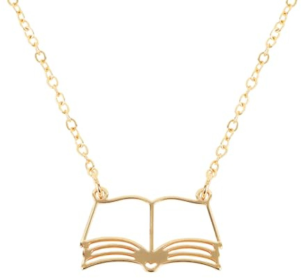 Regalos para amantes de los libros para mujeres, collar de libro abierto, collar de gusano de biblioteca, regalos de bibliotecario, regalos de lectura, regalos de club para amantes de los libros,