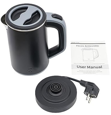 Wasserkocher 800ML Edelstahl Reisewasserkocher 600W 5 Minuten Schnell auf 100°C Tragbarer Wasserkocher (Schwarz)
