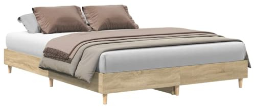 vidaXL Cadre de lit sans Matelas chêne Sonoma 150x200 cm, Meuble de Chambre à Coucher, sommier, lit Double, lit, châlit, lit de Palette