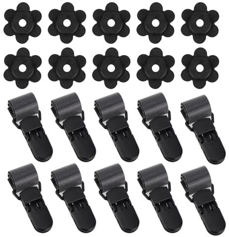 Tinoaly 20 Clips y Tapones para Bandera de Jardín, Antiviento Ajustables Plástico Clips Mástil de Bandera Soporte Tapones Goma Postes para Uso en Interiores y Exteriores