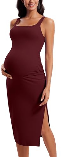 CRZ YOGA Mujeres Butterluxe Sin Mangas Maternidad Vestido Los Demás Embarazo Cuerpo Vestido Merlot Rojo 40