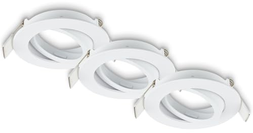 BRILONER - 3er Set Einbaustrahler 230V flach, schwenkbar, GU10, max. 7W, Spot, Deckenspots, Spots 230V, Einbauleuchten, Einbauspots, Deckenstrahler, 68mm Lochmass, 8x2,2 cm, Weiß