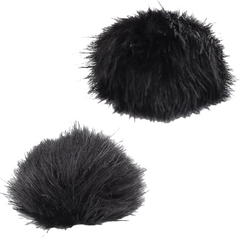 Lazmin112 2 Filtri Anti-Pop Pelosi Per Microfono, Antivento Per Microfono, Copertura Pelosa Per Filtro Anti-Pop, Riduzione Rumore, Antivento, Polvere, Per Rode Wireless Go Ii (BLACK)