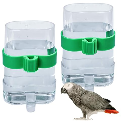Bird Cage Feeder, Bird Water Feeder, 2pcs Food Seed Dispenser, Automatic Parrot Seed Feeders, Parrot Water Bottle Drinker for Small Animals, Parrot, Canaries, Cockatiels - 220ml