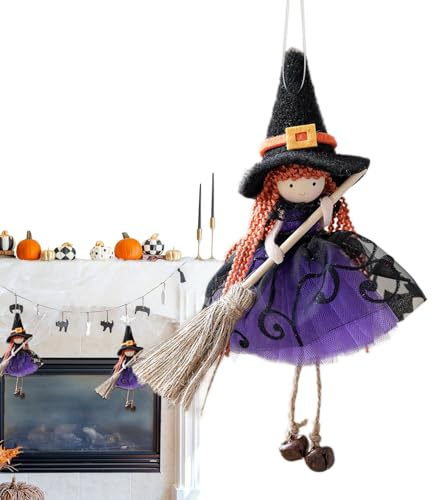 Bruja de Cocina | Adorno Colgante de Bruja de Halloween con Escoba - Figura Decoración Colgante para Ventana Cocina Jardín Hogar Pared
