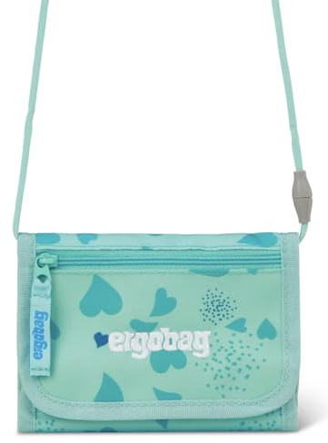 ergobag Brustbeutel Kleingeldfach, mit Sichtfenster, Geldbeutel für Kinder, zum Umhängen, mit Klettverschluss ReitBärtraum - Türkis