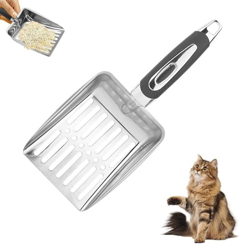 SHILIUZHI Stainless Steel Cat Litter Scoop, Cat Litter Shove, Cats Litters Sifter With Plastic Handle, Pet Easy Cleaning Tool, for Cats Dogs Rabbits Hamsters And Other Animals