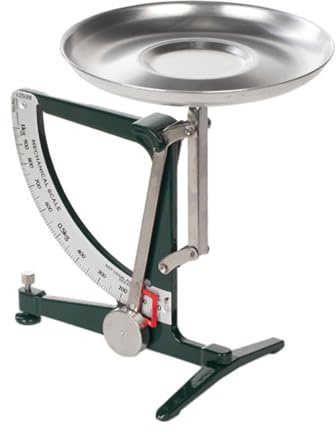 Báscula de cocina mecánica de acero inoxidable, báscula de alimentos de alta precisión con péndulo, bandeja de aluminio de 19 cm, precisión de ± 8 g, báscula de equilibrio de metal de 1 kg(Green)
