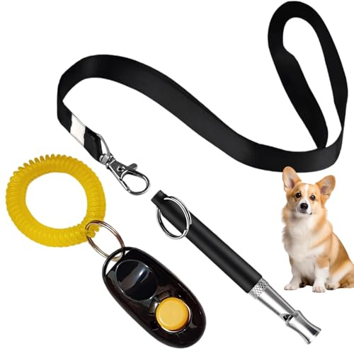 NiceNaiils Set Addestramento Cani 2-in-1 - Fischietto Ultrasuoni per Cani Regolabile e Clicker con Cinturino, Fischietto Professionale per Richiamo e Controllo Abbaio con Cordino da Collo