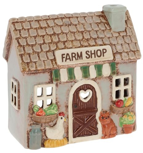 Shudehill Giftware Village Pottery Farm & Countryside Collection Ceramic Tealight Holder, Assorted Designs, Hand Finished (Farm Shop Tealight)