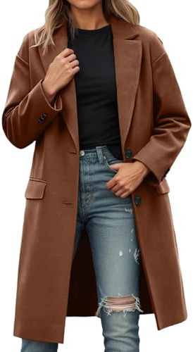 Trench da donna a doppio petto, casual, vestibilità larga, giacca a anorak, abbigliamento esterno per la stagione invernale, caffè, S