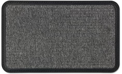 Fußmatte Außen & Innen - 50x80 cm - Grau Linien - Sauberlauf Türmatte rutschfest - Schmutzfangmatte sehr strapazierfähig - Fussmatte aussen Stufen
