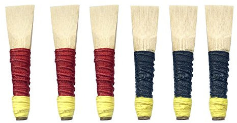 Dudelsack-Rohrblätter, 3 x Schwarz und 3 x Rot, 6 Stück