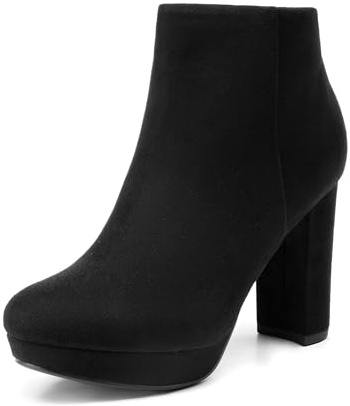 DREAM PAIRS Women's High Heel Ankle Boots Platform Booties,Black,7