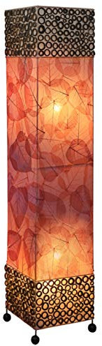 WORU Lampe Emilian - Stehlampe mit roten Blättern und Bambusringen, wahlweise in 100 cm oder 150 cm, Deko-Leuchte, Stimmungsleuchte (100 cm)