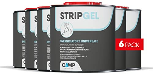 Camp STRIP GEL, Professioneller Abbeizer Gel Abbeizmittel für Holz, Eisen und Wand, beseitigt Farben, Imprägniermittel und Böden, pack 6x 750ml