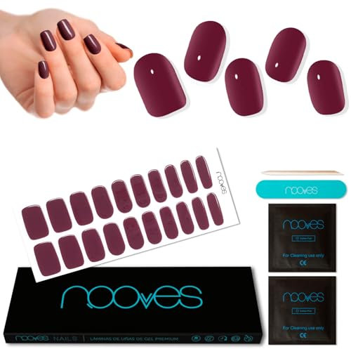 NOOVES Láminas de Gel para Uñas | 20 uds Midnight Rain, Semicuradas y Veganas con Lima y Palito de Naranjo