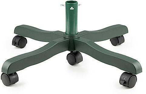 GMUK Home & Garden Products Supporto per albero di Natale artificiale, ruote mobili per alberi di Natale sintetici, base in metallo resistente, gambe in plastica resistenti, supporto regolabile per