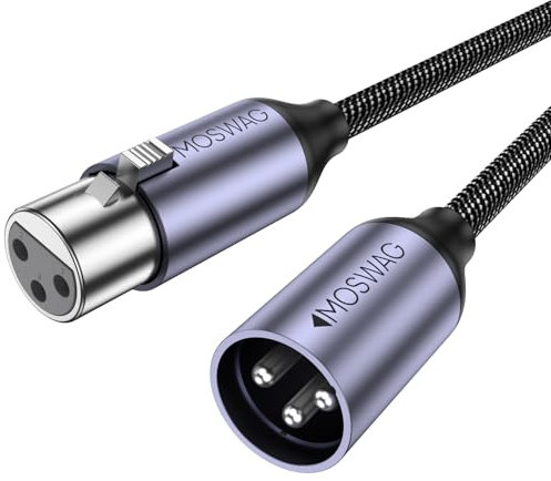 MOSWAG XLR Cable 3FT, XLR Male to Female Cable, Short Balanced Microphone Cord 3 pin, X LR Microphone Cable Compatible with Microphone, Mic Mixer, Recording Studio, Speaker Systems, Radio Station,etc