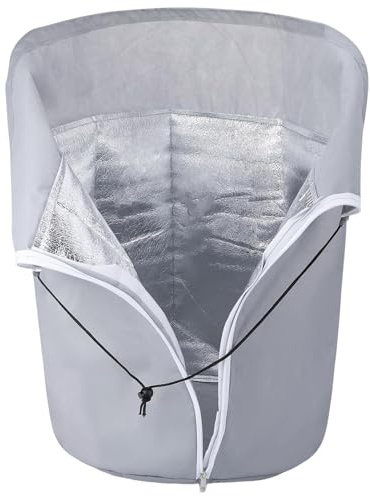 Cubierta para maceta para plantas - Protección contra heladas para plantas | Paño anticongelante con cordón y cremallera | Protección invernal para plantas ventiladas | Cubierta para plantas en maceta