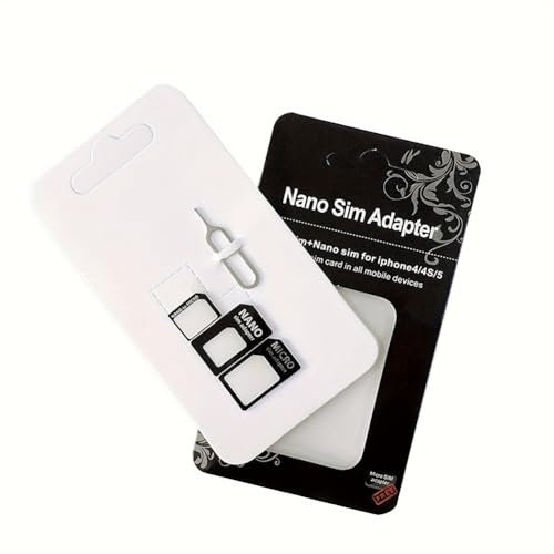 4 in 1 Nano SIM Karten Adapte, 3 Set Komplettes SIM und Micro SIM Karten Adapter mit SIM Auswurfstift, Nano zu Micro, Nano zu Standard SIM Adapter für alle Smartphone