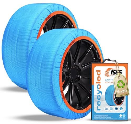 ISSE - Recycelte Schneeketten T-74, Textil-Schneeketten - Omologate EN 16662-1Schnee- und Eisketten - Satz mit 2 Ketten.