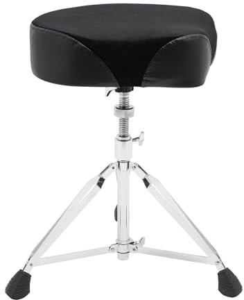 DCSYOG Schlagzeug Hocker Sattelform Faltbar Hocker höhenverstellbar 45-68 cm Drummer Throne Stool Schlagzeughocker Schwarz+Silber